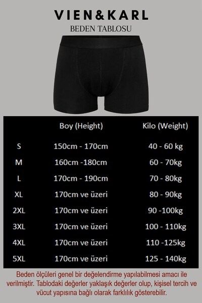 Vien&Karl Erkek Desenli 5'li Premium Kutu Penye Pamuklu Likralı Boxer