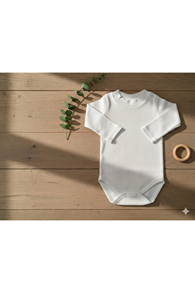 Nimini Kids Pamuklu Omuz ve Alttan Çıtçıtlı Balıkçı Yaka Bebek Badisi