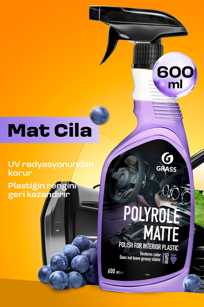 GRASS Vanilya Oto Kokusu Sprey 600 ml – Torpido & Plastik Mat Bakım (Polyrole...