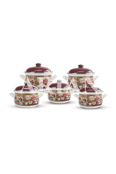 Arian Set 5 Oale Emailate cu Capace – Antiquités du Jardin, 2.1/2.8/3.8/4.8/6...