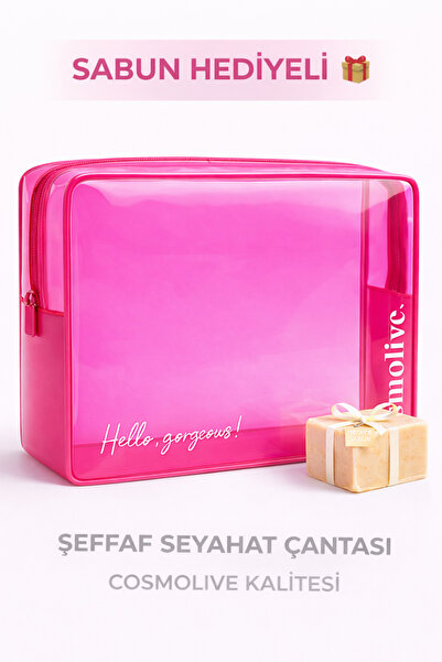 Cosmolive Şeffaf Seyahat Cilt Bakım, Makyaj ve Kozmetik Düzenleme Çantası PVC...