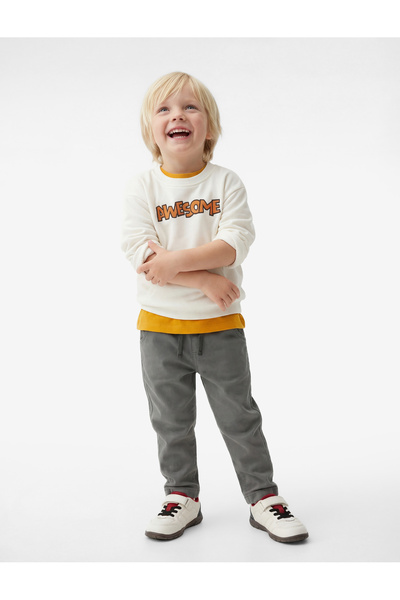 Koton Pantaloni de sport din bumbac cu nasturi elastici ajustabili în talie