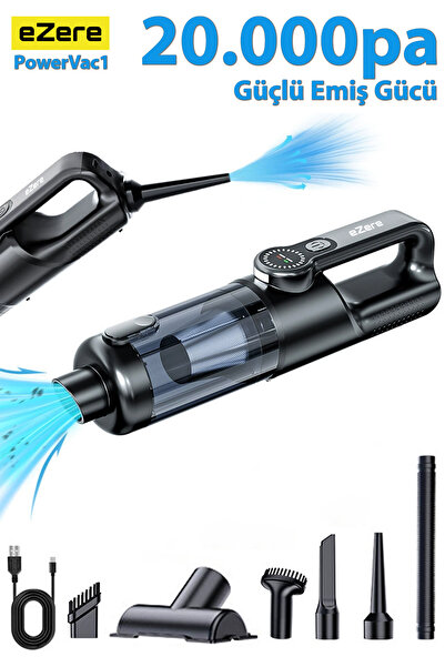 EZERE PowerVac1 20000pa Araç İçi ve Ev Tipi Şarjlı Vakum Süpürge