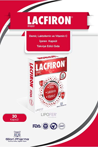 Glion Pharma Lacfiron Demir, Laktoferrin ve Vitamin C İçeren Kapsül Takviye E...