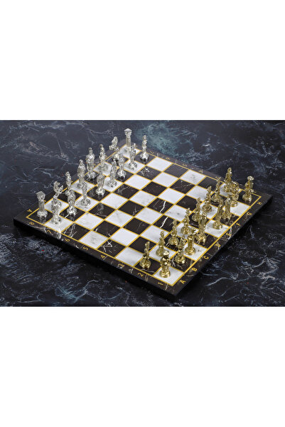 e-life مجموعة شطرنج معدنية فاخرة مطلية بالكروم بتصميمات عثمانية وبيزنطية - لو...