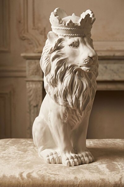 Evene Biblo Dekoratif Obje Heykel Taçlı Aslan Biblo Dekoratif Süs Eşyası Beya...