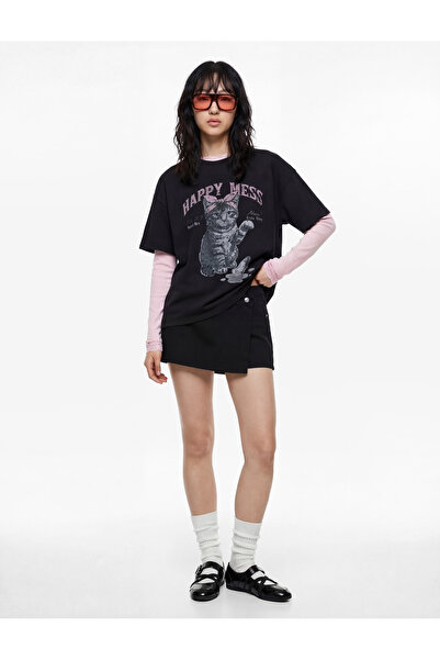 Koton Κοντομάνικο μπλουζάκι με λεπτομέρεια κολιέ με αλυσίδα, σετ Βαμβάκι τεμα...