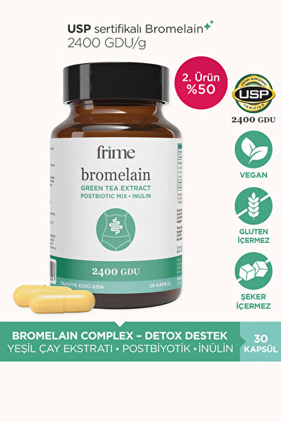 Frime Detox, Bromelain, Yeşil Çay Ekstresi, Inülin Prebiyotik , Postbiyotik