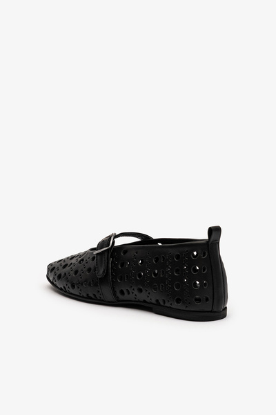 Louis Cardy Taku Black Genuine Leather Women's Ballerinas
