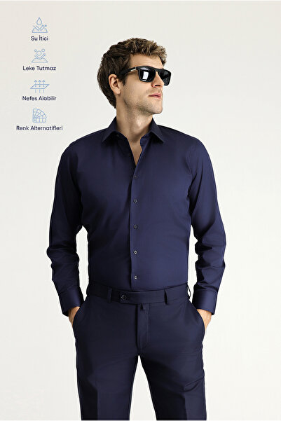 Kiğılı Uzun Kol Slim Fit Dar Kesim Klasik Nano Care Su İtici Leke Tutmaz 4 Me...