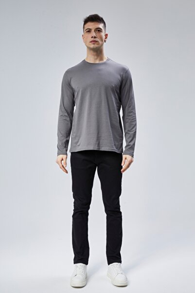 DOSXX Face 1.kalite %100 Penye Pamuk Uzun Kol 0 Yaka Erkek T-shirt