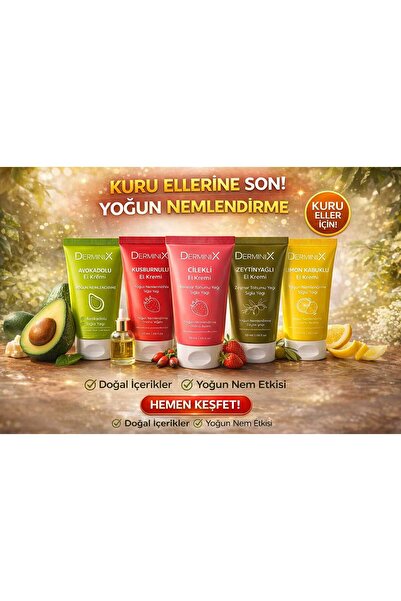 Derminix مجموعة كريمات لليدين 5 عبوات 50 مل - الأفوكادو، الفراولة، ثمر الورد،...