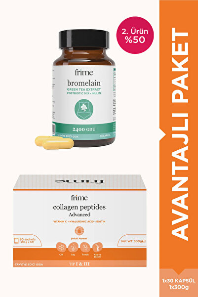 Frime Beauty Collagen + Bromelain, Yeşil Çay, İnulin, Prebiyotik, Postbiyotik...