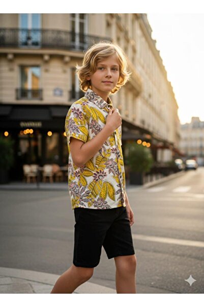 Hilal Akıncı Kids Dečačka Sa deznom majica i crne traper šortseve, set od 2 k...