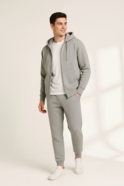 Altamira Men's Smoke Gray Hooded Jacket Tracksuit Set