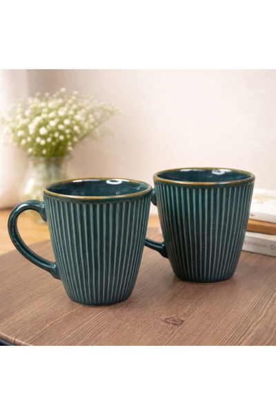 Gift Moda Modern Striped Ceramic Mug Set of 2