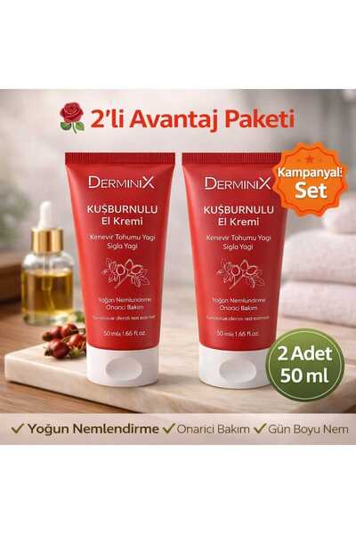 Derminix El Kremi 2'li Set 50 ml – Kuşburnu Özlü Yoğun Nemlendirici Bakım