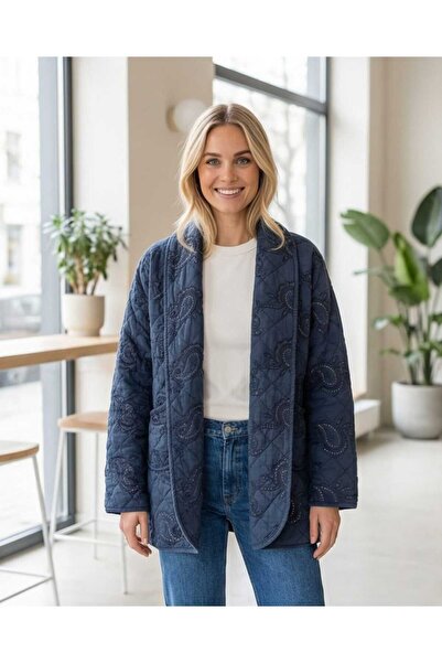 SLK Kadın Kapitone İşlemeli Ceket – Payet Detaylı – Oversize Şık Tasarım