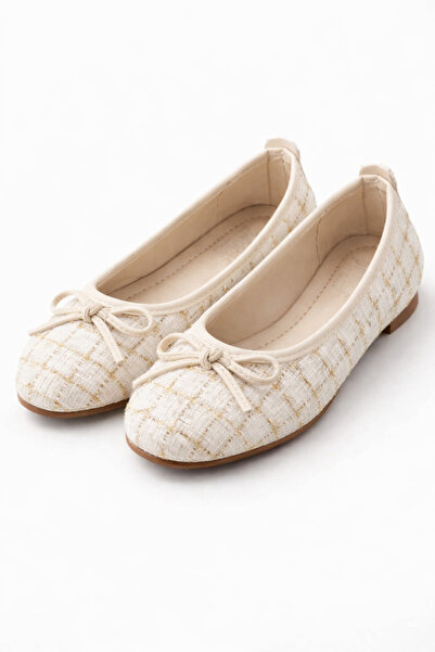 StWenn Κρεμ υφασμάτινα παπούτσια Mary Jane Tweed με κομψή λεπτομέρεια φιόγκου...