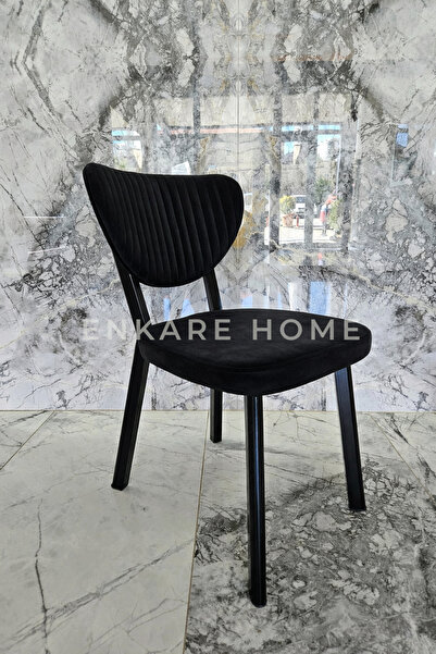 Enkare Papatya Sandalye, 4 Adet Mutfak Sandalyesi, Geniş ve Rahat Oturum, Met...