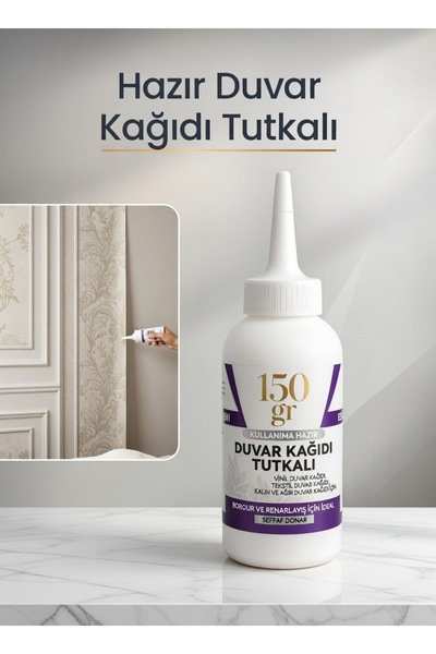 KarapolatYapı Hazır Duvar Kağıdı Tutkalı Şeffaf Sıvı Tutkal Vinil Bordür Teks...