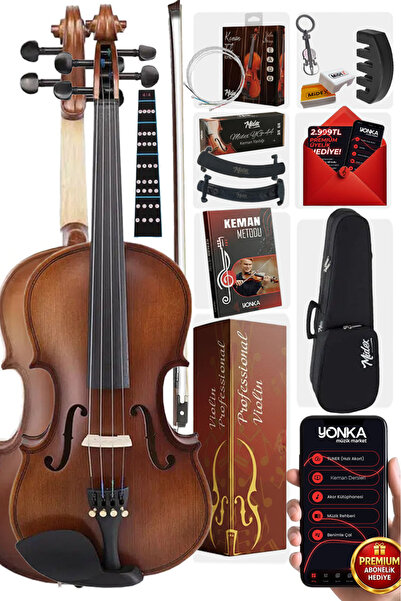 Midex Lma-644-tys Profesyonel Ahşap Mat Keman 4/4 Tam Boy (yastık Yedek Tel Ç...