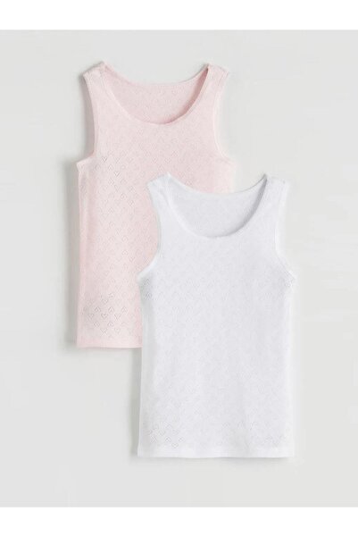 LC Waikiki Tricou alb cu gât rotund pentru fete, pachet de 2 (S6)