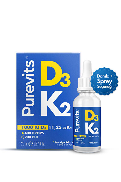 Purevits D3K2 Sprey 20 ml (D3 Kolekalsiferol + K2 Menakinon)