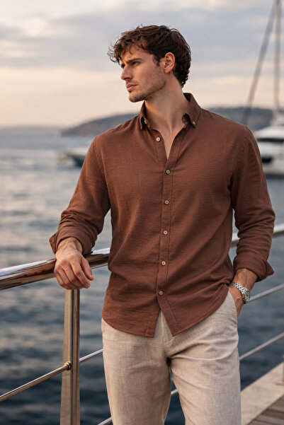 Valiberta Scott – Soft Teksturirano Half Oversize kroj Modern Lan Muška košul...