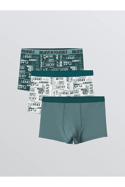 LC Waikiki Πράσινα εμπριμέ αγορίστικα μποξεράκια 3 τεμαχίων (S6)