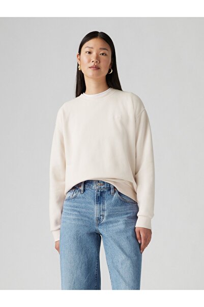 Levi's EVERYDAY KADIN KIRIK BIAŁA KOLARKA SWEATSHIRT Z KOŁMIEM A5942-0036