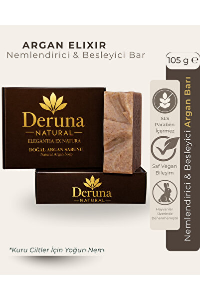 DERUNA NATURAL Argan Sabunu | +5 Doğal Yağ Destekli Besleyici Bakım | Soğuk P...