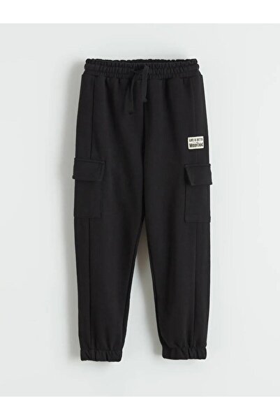 LC Waikiki Pantaloni de trening negri pentru băieți cu buzunare cargo (S6)