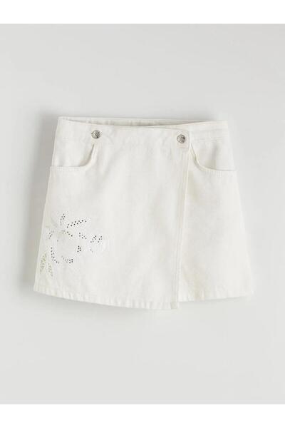 LC Waikiki Taşlı Kız Çocuk Jean Şort Etek (S6)