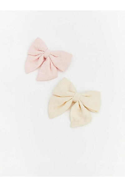 LC Waikiki Ecru mašna Sa deznom set kopči za devojčice od 2 (S6)