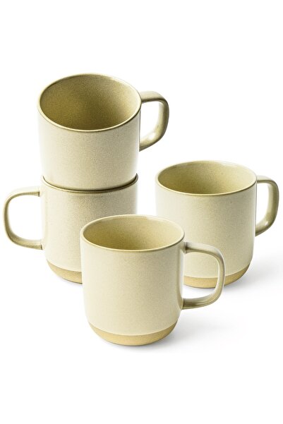 MIAMIO Set de 4 căni de cafea, colecția Sierra, ceramică, bej nisipos, 500 ml