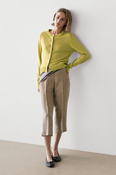 Massimo Dutti Kısa keten triko hırka