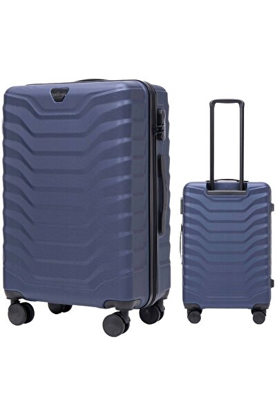 wings Valiză medie rigidă Peafowl, albastră, 4 roți, 63L, ABS+