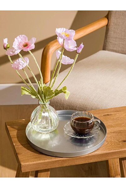 LC Waikiki Gray Metal Round Tray 24 cm (S6)