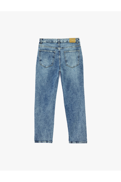 Koton bumbac pantaloni cu cu buzunare nasturi, talie normală, picior drept denim - Blugi slim drepți