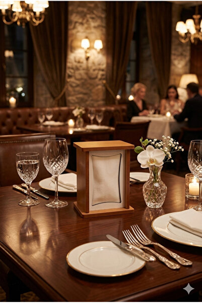 DISPENSER Ahşap Masaüstü Peçetelik Dispenseri