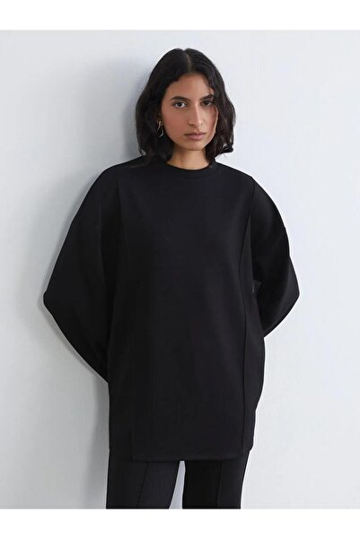 LC Waikiki LCW Modest Μαύρο Γυναικείο Φούτερ Τουνίκ