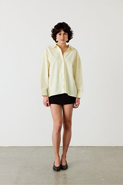 FACETTE Oversize kroj Poplin Žuta košulja