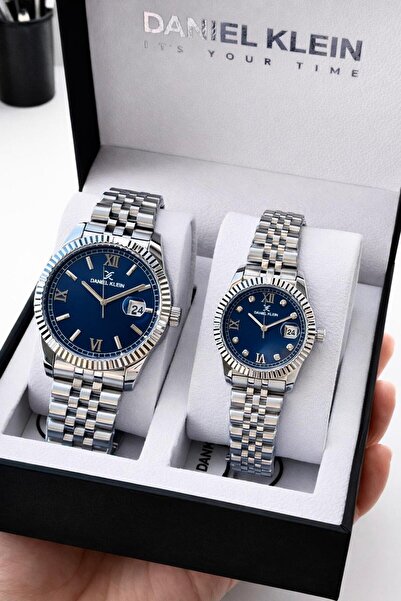 Daniel Klein Çift Sevgili Lacivert Kadran Gümüş Çelik Kordon 30 Mt Suya Dayan...
