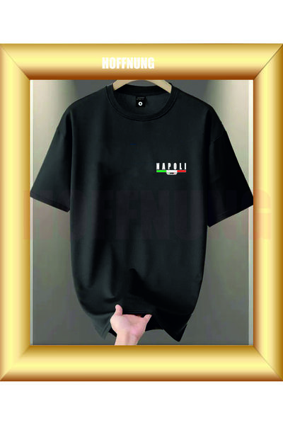 HOFFNUNG Unisex Short Sleeve Round Neck Napoli Hoffning Printed Solid Color t...