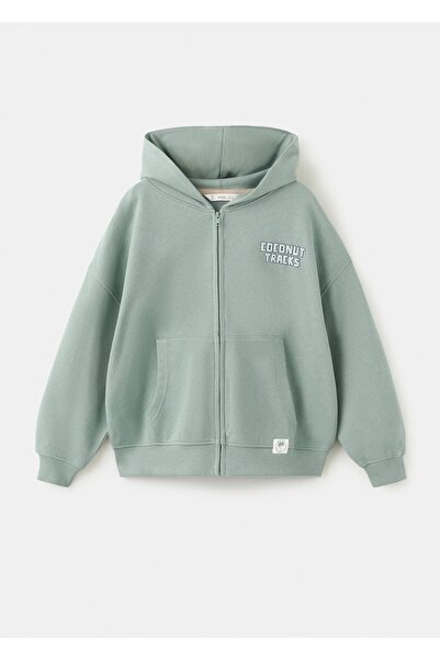 MANGO Kids Fermuarlı pamuklu sweatshirt