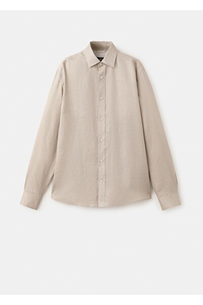 MANGO Man %100 keten regular kesim gömlek