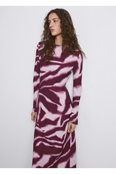 MANGO Woman Hayvan desenli evaze elbise