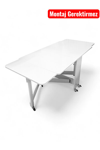 Ege Mobilya Mutfak Masası Kırma Katlanır Salon Masası Beyaz Rengi
