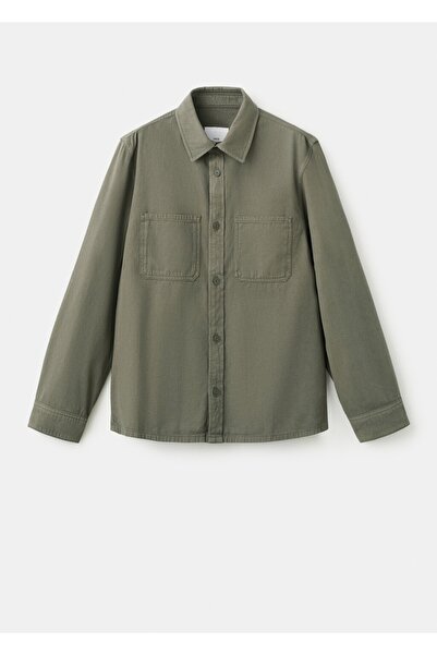 MANGO Man Cepli %100 pamuklu gömlek ceket